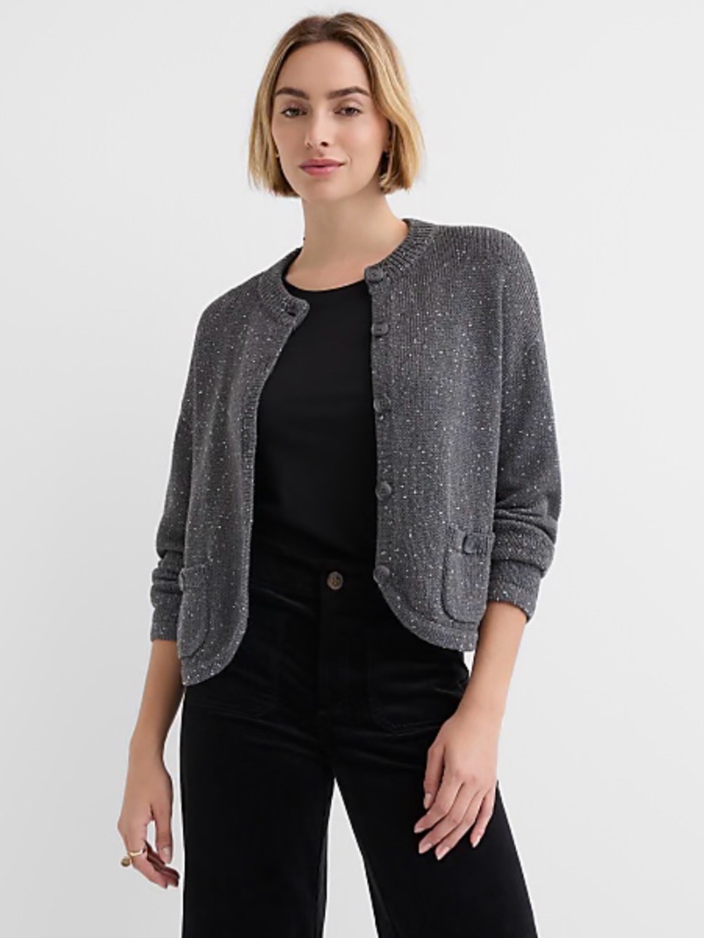 LOFT Charcoal Sparkle Cardigan